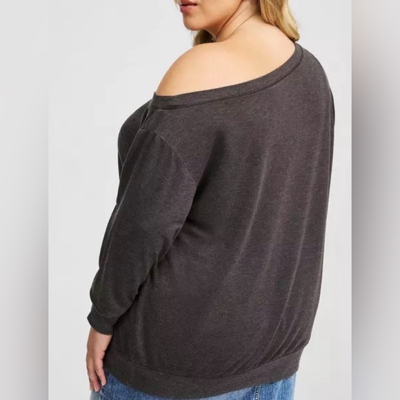 Torrid Off Shoulder Charcoal Gray Top Comfortable Material Stretch size 3X - Picture 2 of 12